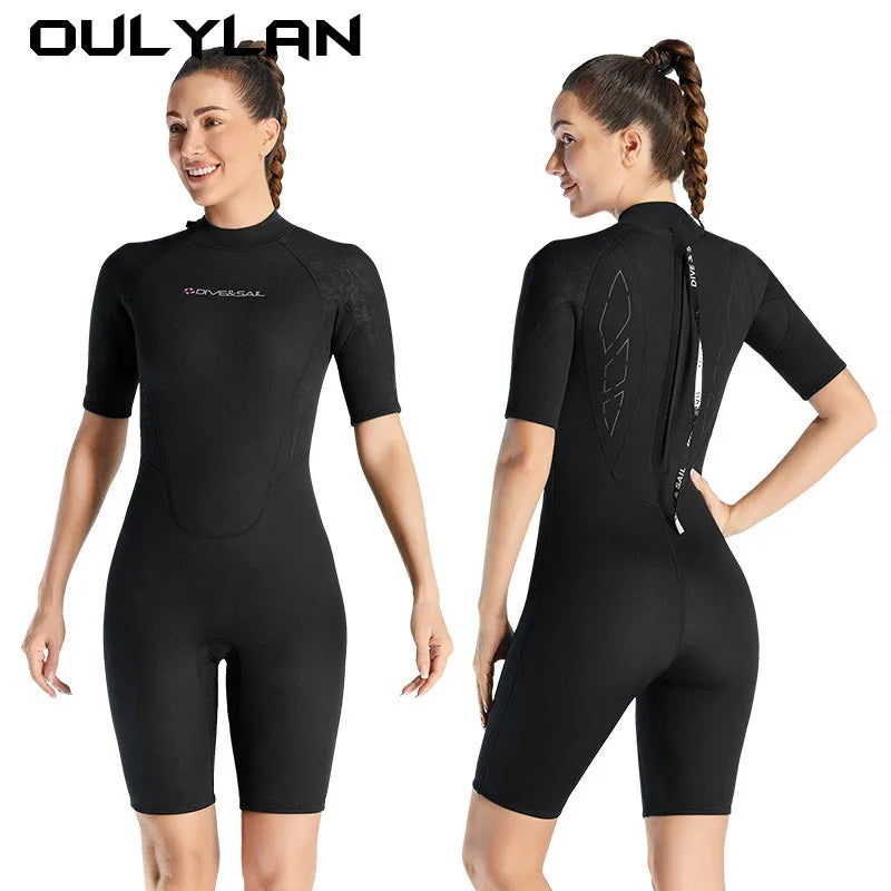 Wetsuit 3mm Neopreno Short Sleeve Kitesurf Scuba Diving Suit Spearfishing Swimsuits for Women