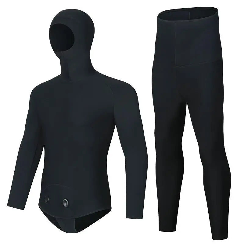 3MM Hooded Wetsuit Men Two Pieces Separate Set Diving Suit Scuba