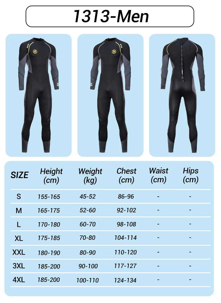 3MM Neoprene Wetsuit Surf Scuba Diving Suit Underwater Fishing Spearfishing Kitesurf Swimwear