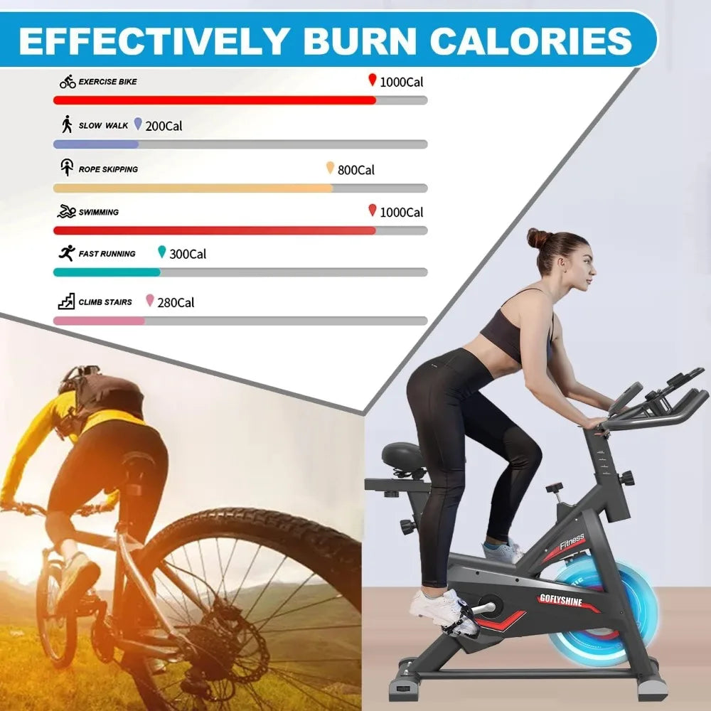 Exercise Bikes Stationary with Saddle Cover, Ipad Mount & LCD Monitor,