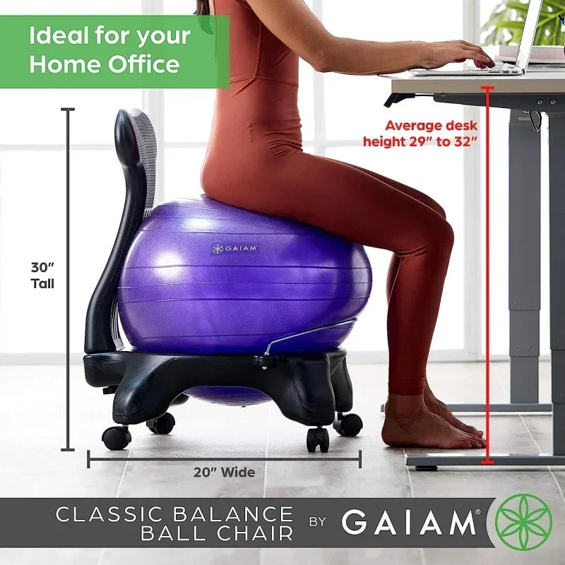 Classic Balance Ball Chair – Exercise Stability Yoga Ball Premium Ergonomic Chair