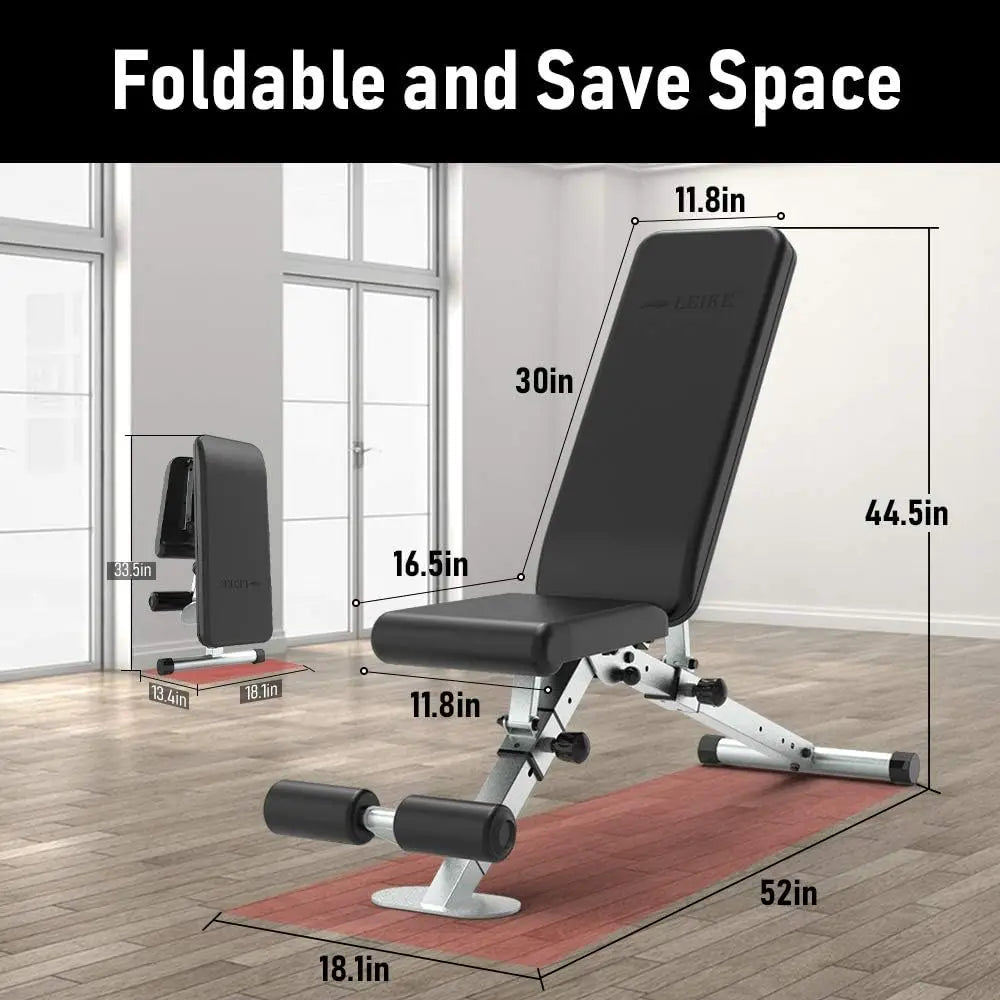 Adjustable Weight Bench Foldable with Automatic Lock for Upright Incline Decline